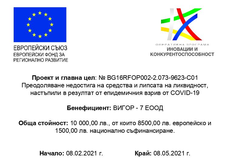 Европейски съюз, Европейски фонд за регионално развитие, ОП „Иновации и конкурентоспособност“ — информация за проект BG16RFOP002-2.073-9623-C01